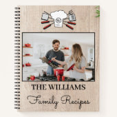 Rustic Custom Photo Family Name Monogram Cookbook Notitieboek (Voorkant)