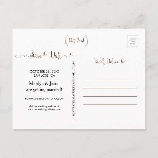 Rustic Custom Photo Save the Date Briefkaart (Achterkant)