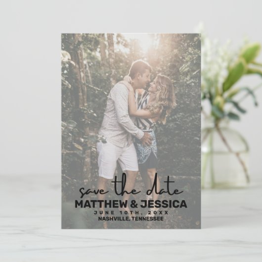Rustic Custom Photo Wedding Save the Date (Staand voorkant)