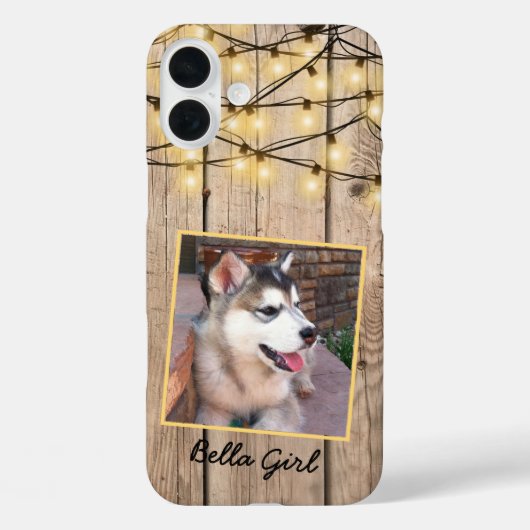 Rustic Custom Square Photo Alaskan Malamute Puppy Case-Mate iPhone Case (Achterkant)