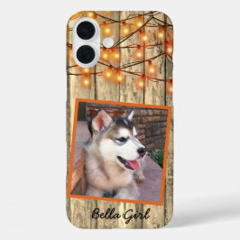 Rustic Custom Square Photo Alaskan Malamute Puppy iPhone 16 Plus Hoesje