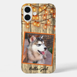 Rustic Custom Square Photo Alaskan Malamute Puppy iPhone 16 Plus Hoesje