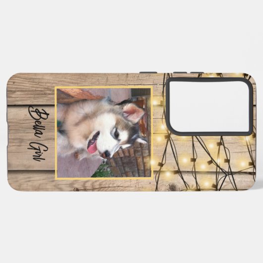 Rustic Custom Square Photo Alaskan Malamute Puppy Samsung Galaxy Hoesje (Linkerkant)