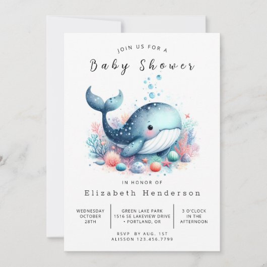 Rustic Custom Whale Baby shower Kaart (Voorkant)