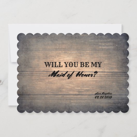 Rustic Cute Bridesmaid / Maid of Honor proposal Kaart (Achterkant)