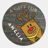 Rustic Cute Deer Kerstmis Kind - Gift Label (Voorkant)