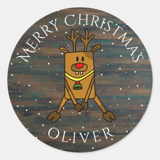 Rustic Cute Deer Kerstmis Kind - Gift Label (Voorkant)