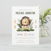 Rustic Cute Kinder Lion Foliage Preschool Afstuder Kaart (Staand voorkant)