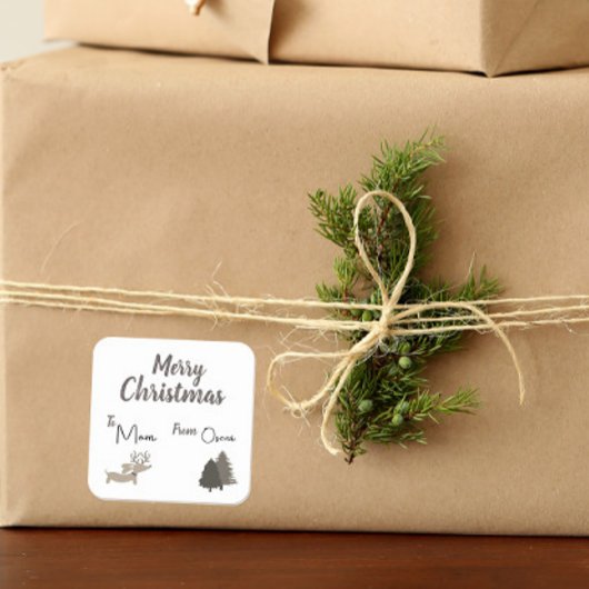 Rustic Dachshund Gift Label Kerstmis Doxie
