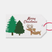 Rustic Dachshund Gift Label Kerstmis Doxie Cadeaulabel (Voorkant (Horizontaal))