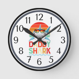 Rustic Daddy Shark Fathers Day Ronde Klok