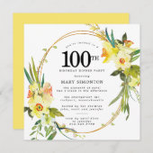 Rustic Daffodil 100th Birthday Dinner Party Kaart (Voorkant / Achterkant)