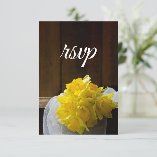 Rustic Daffodils and Barn Wood Spring Wedding RSVP (Staand voorkant)