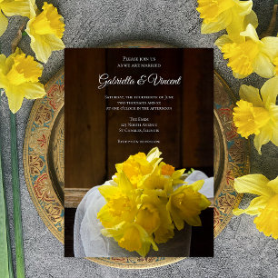 Rustic Daffodils Barn Wood Country Spring Weddensc Kaart