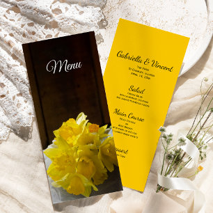 Rustic Daffodils Barn Wood Country Spring Weddensc Menu