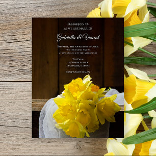 Rustic Daffodils en Barn Wood Country Weddenschap Magnetische Uitnodiging