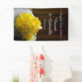 Rustic Daffodils en Barn Wood Country Weddenschap Spandoek (Insitu)