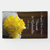 Rustic Daffodils en Barn Wood Country Weddenschap Spandoek (Horizontaal)