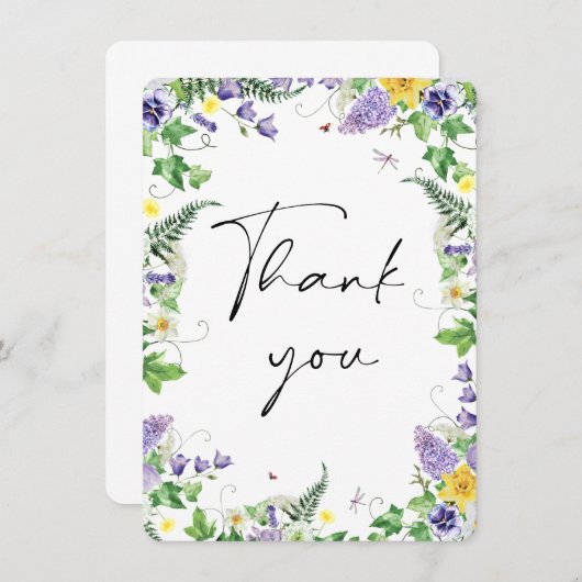 Rustic Daffodils en Wildbloemen Hartelijk dank Bedankkaart (Voorkant / Achterkant)