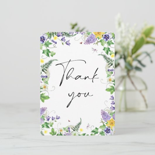 Rustic Daffodils en Wildbloemen Hartelijk dank Bedankkaart (Staand voorkant)