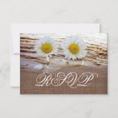 Rustic Daisies Burlap Print Wedding RSVP-kaarten RSVP Kaartje (Achterkant)