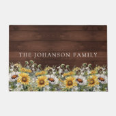 Rustic Daisies Wood familienaam Deurmat (Voorkant)