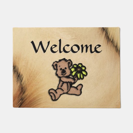 Rustic Daisy-Beer Deurmat (Voorkant)
