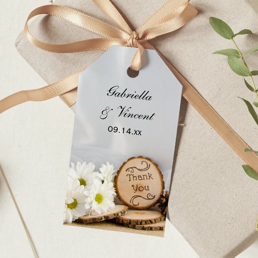 Rustic Daisy Bossen Weddenschap Cadeaulabel