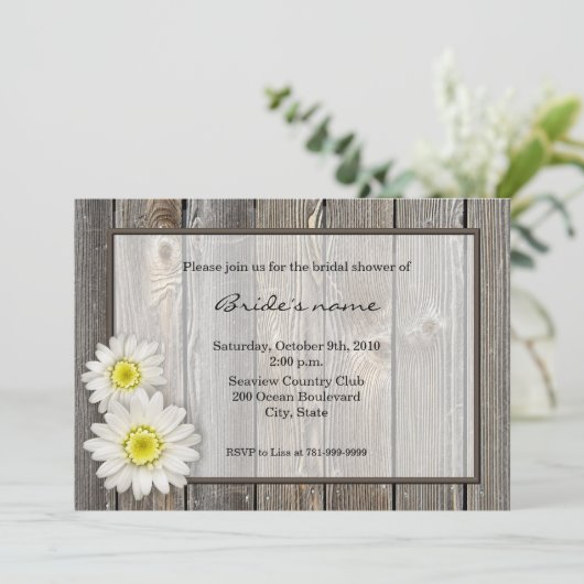 Rustic Daisy Bridal Shower Invitations Kaart (Staand voorkant)