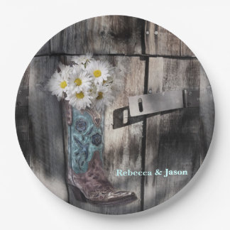 Rustic Daisy Cowboy Boot western Country Wedding Papieren Bordje