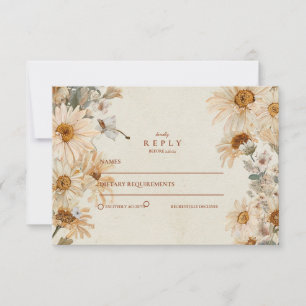 Rustic Daisy Cowgirl Boots Wedding RSVP Kaartje