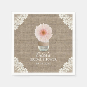Rustic Daisy Floral Mason Jar Laced Vrijgezellenfe Servet