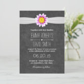 Rustic Daisy Flower Chalkboard Wedding Invitations Kaart (Staand voorkant)