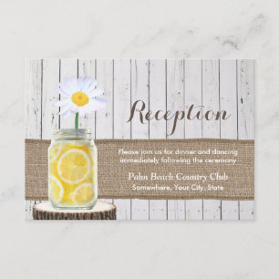Rustic Daisy Flower & Mason Jar Wedding Reception Informatiekaartje