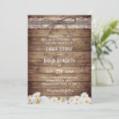 Rustic Daisy Flowers Lace & Twine Wedding Kaart (Staand voorkant)