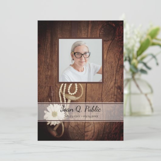 Rustic Daisy Horse Bit Westerne begrafenis Programma (Staand voorkant)
