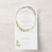 Rustic Daisy Wreath Wedding All In One Uitnodiging (Binnen)