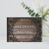 Rustic Damask Floral bewaart de datum aankondiging (Staand voorkant)