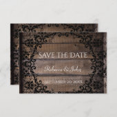 Rustic Damask Floral bewaart de datum aankondiging (Voorkant / Achterkant)