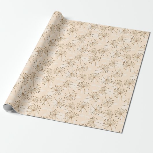 Rustic Dandelion Flower  Pattern Cadeaupapier (Uitgerold)