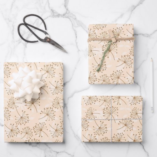 Rustic Dandelion Flower  Pattern Inpakpapier Vel (Voorkant)