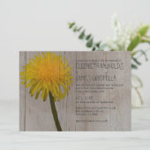 Rustic Dandelion Wedding Invitations Kaart (Staand voorkant)