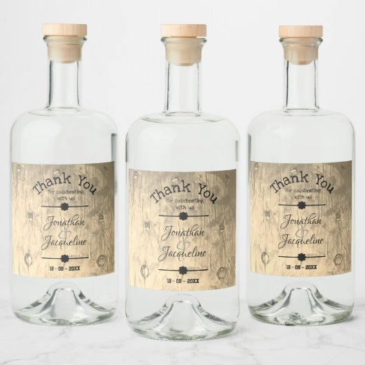 Rustic Dank u Gift Script Names Chic Wedding Likeurfles Etiket (Flessen)