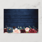 Rustic Dark Blue Red Floral Rights Wedding Details Informatiekaartje (Achterkant)
