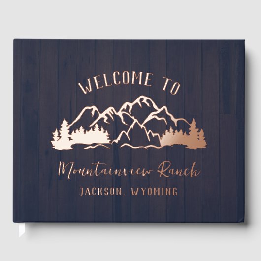 Rustic Dark Blue Wood Mountain Landscape (Recto)