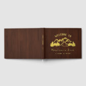 Rustic Dark Brown Wood Mountain Landscape Gastenboek (Volledig)