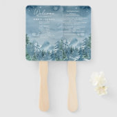 Rustic Dark Dusk Blue Mountains 🏔️Trouwprogramma Handwaaier (Voorkant en achterkant)