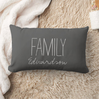 Rustic dark gray Family script monogram name  Kussen