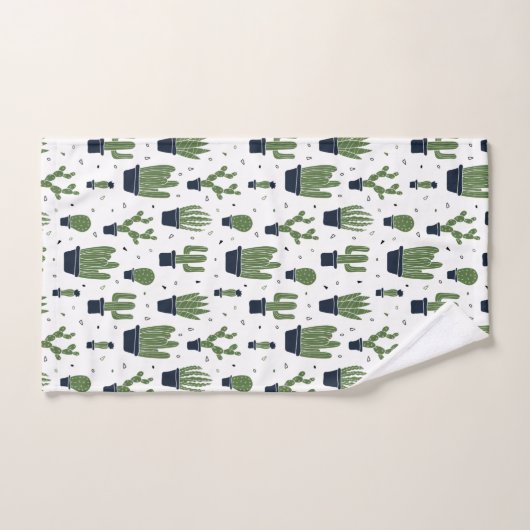 Rustic Dark Green Cactus Desert Pattern Bad Handdoek (Handdoek)