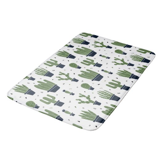 Rustic Dark Green Cactus Desert Pattern Badmat (Gekanteld)